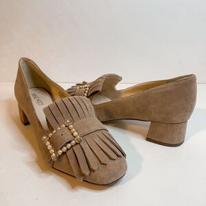 Nine West Wise Move Suede Heeled Loafers Size 8